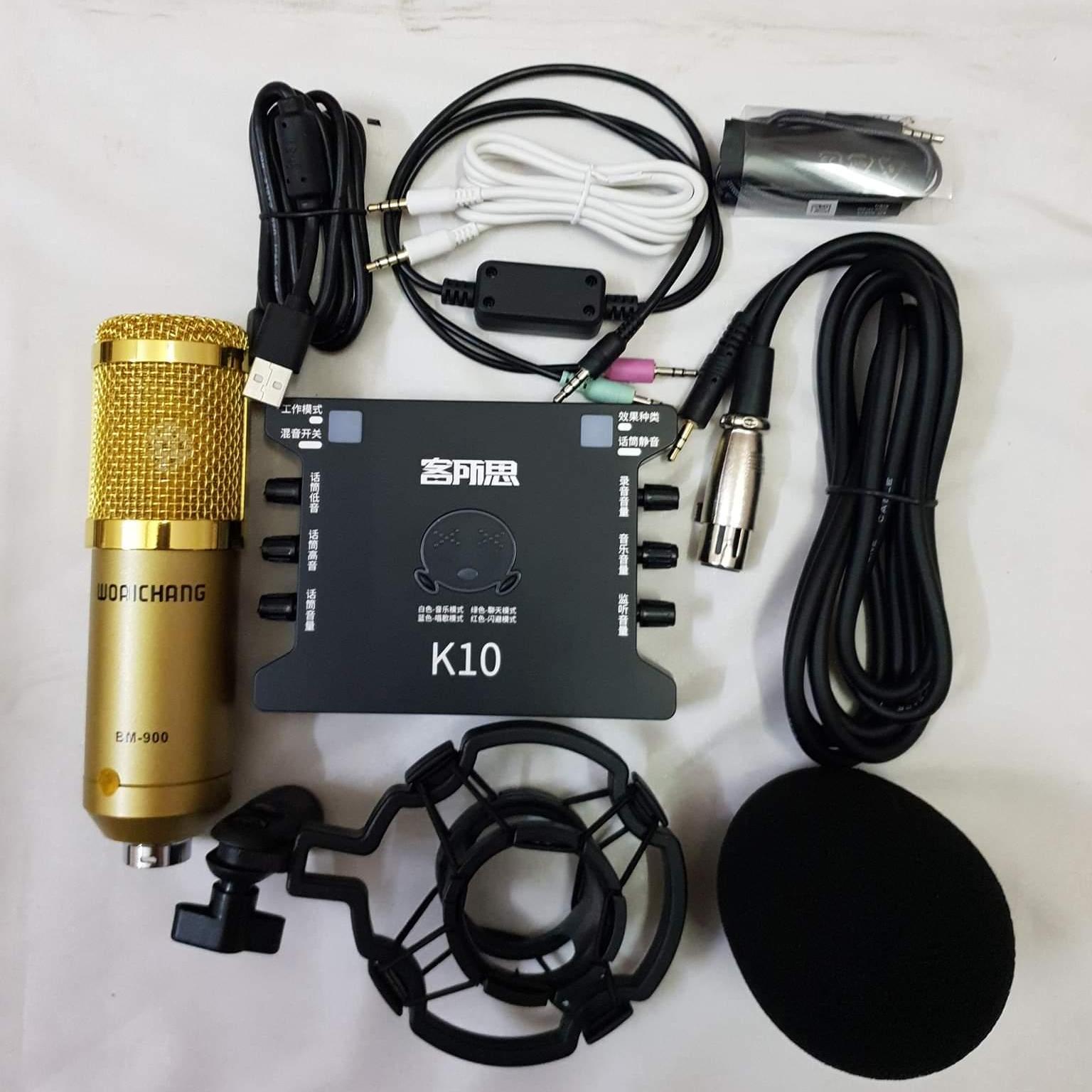 COMBO THU ÂM LIVESTREAM MÍC HÁT BM900 WOAICHANG,XOX K10,DÂY LIVE MA2,TẶNG KÈM TAI NGHE AKG BH 6 THÁNG ĐỔI MỚI