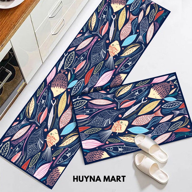 Thảm Bếp Đôi 3D Cao Cấp Chống Trơn Trượt THAMBEPDOI ( Bộ 2 thảm 40*60cm & 40*120cm)