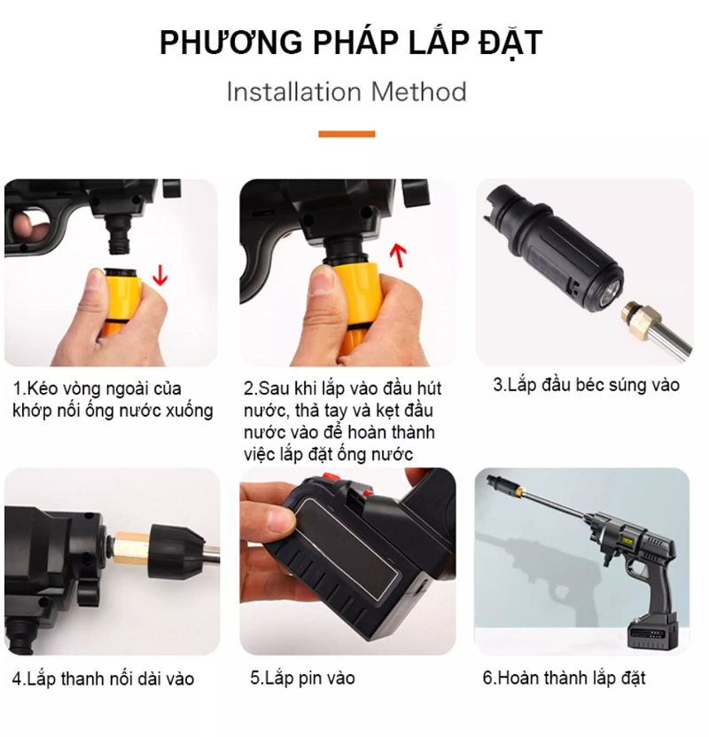 Máy rửa xe dùng pin mini, Máy xịt rửa tăng áp