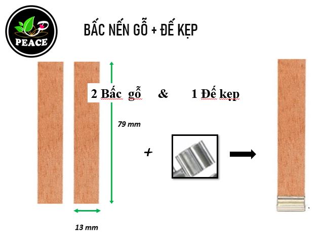 Bấc nến gỗ, bấc nến gỗ, đế kẹp bấc nến gỗ