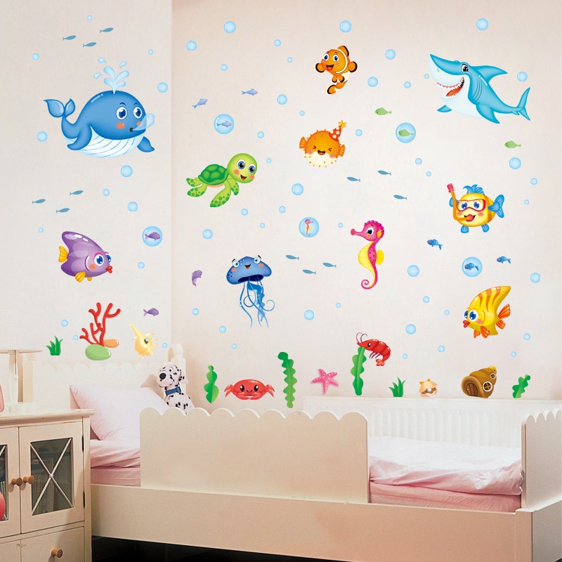 TRANH CÁC LOẠI CÁ ĐẠI DƯƠNG CHO BÉ - Decal dán tường