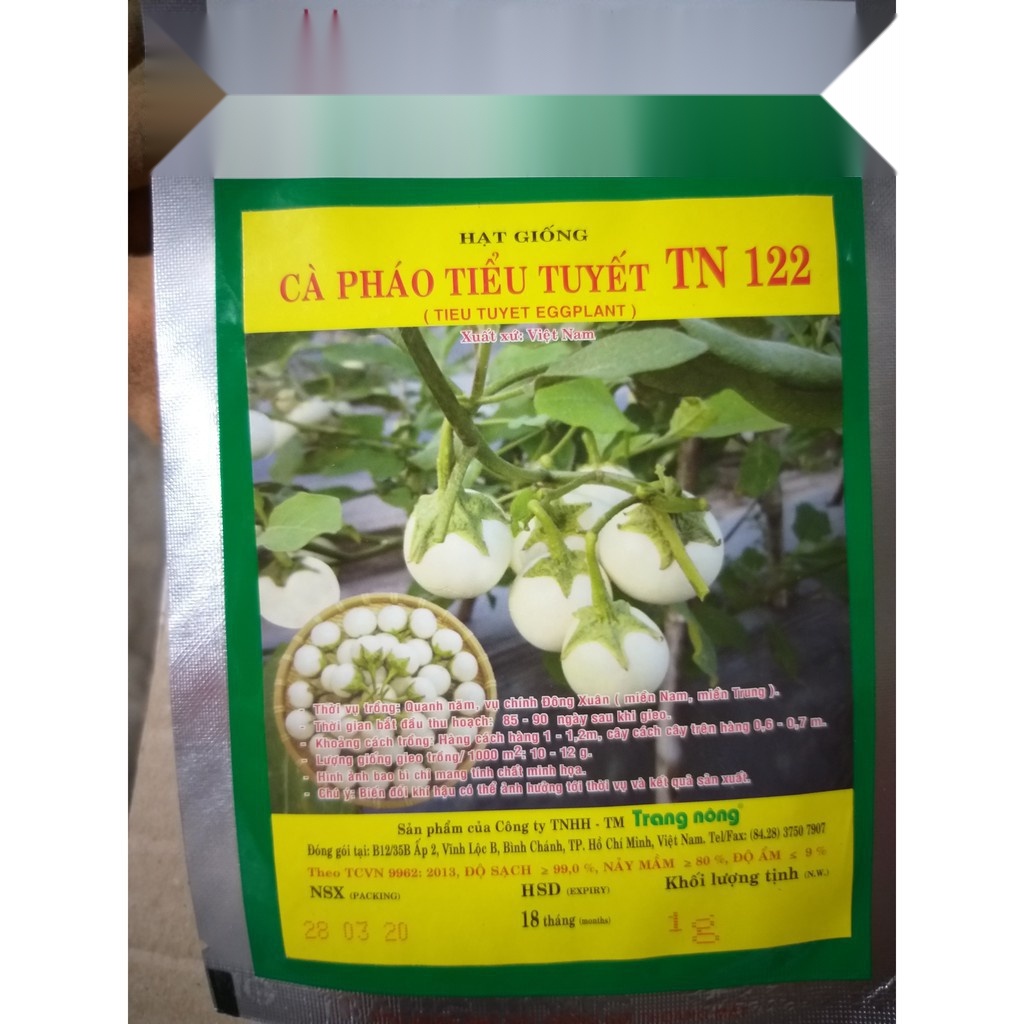 Hạt Giống Cà Pháo Trắng Tiểu Tuyết - Trang Nông 1gram
