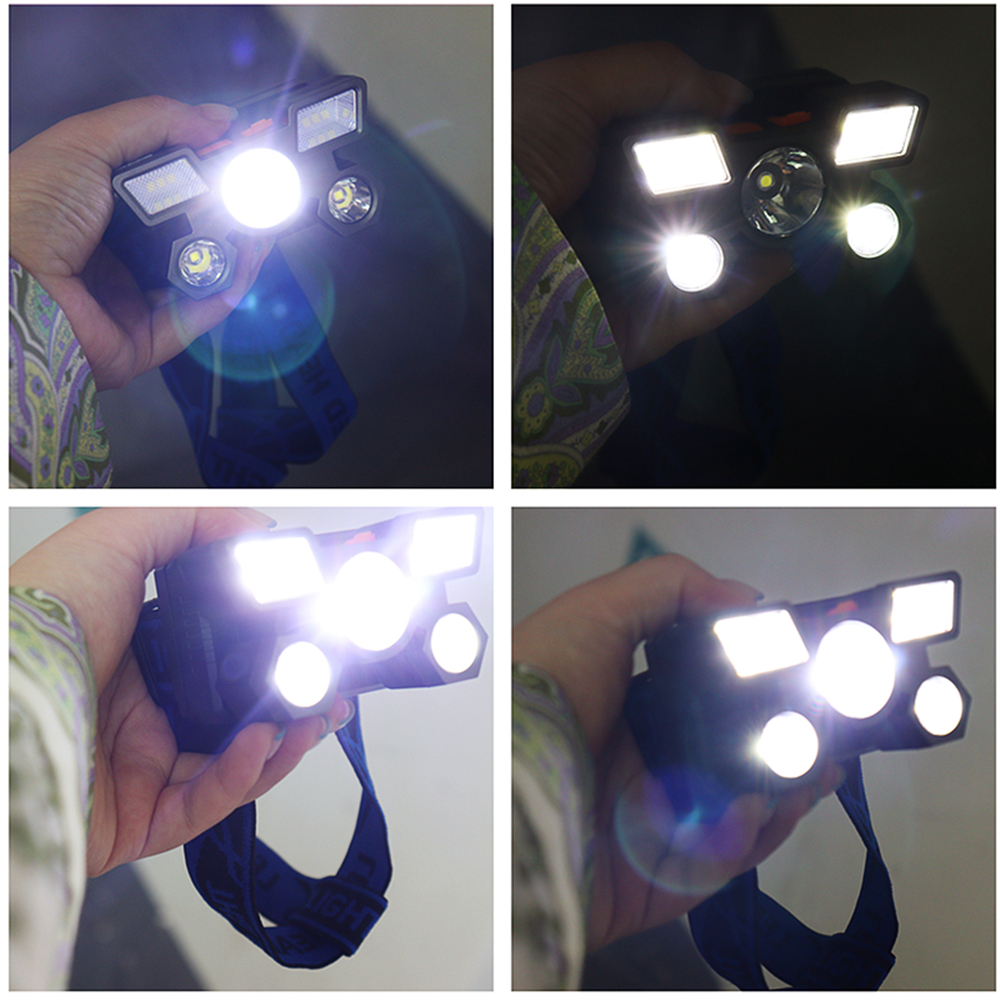 【Original new product】original 5 LED headlight, IPX4 warning function portable outdoor waterproof USB 4 modes flashlight camping lamp powerful flashlight