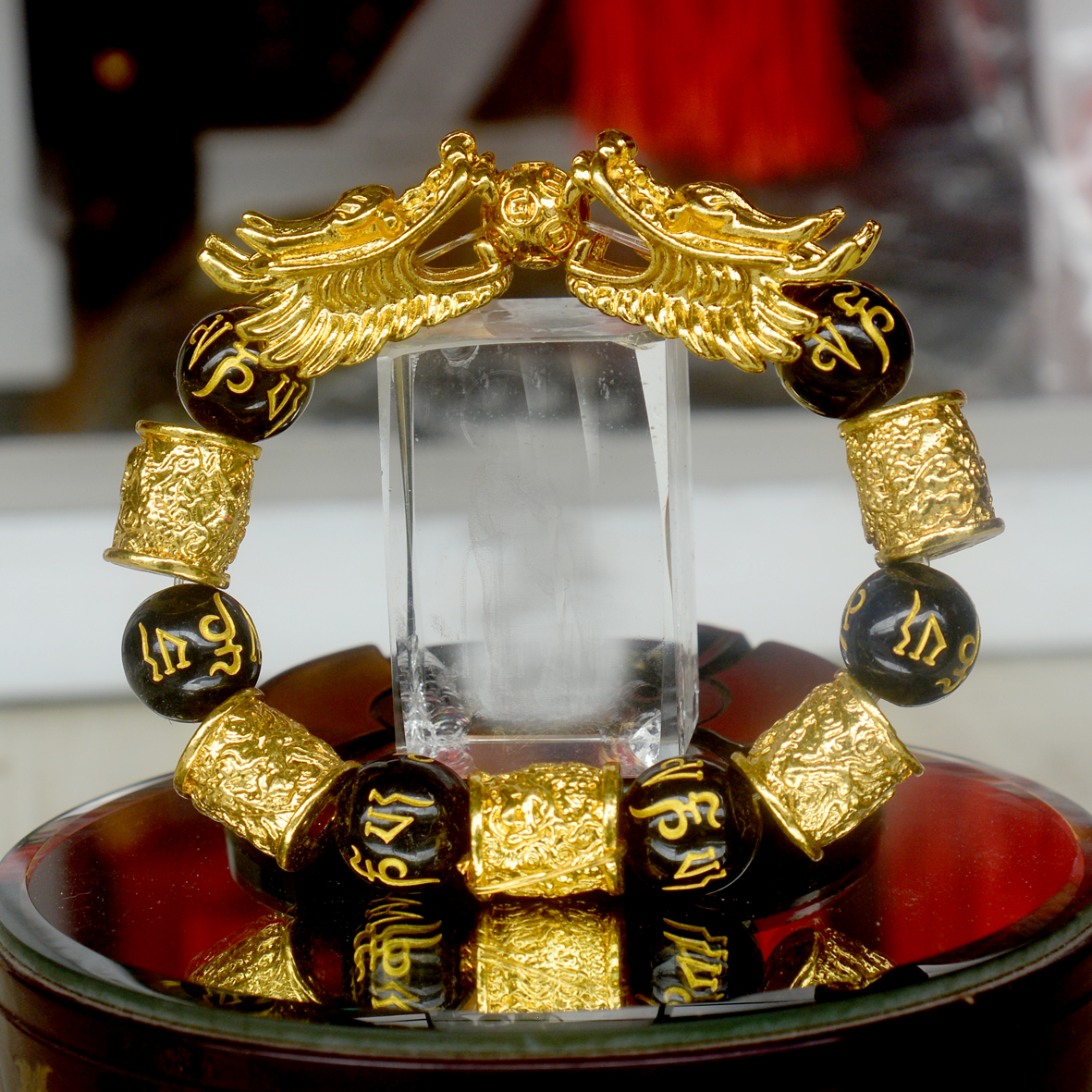 [HCM]Vòng tay phong thủy Hai đầu Rồng mạ vàng-Tặng kèm hộp.