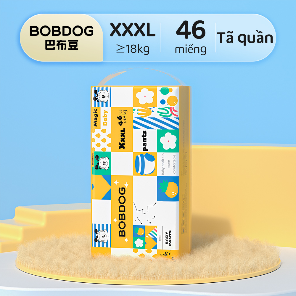 《1226》Bobdog Tã/bỉm quần Hộp mù XXXL46 miếng Siêu mềm và thoáng khí