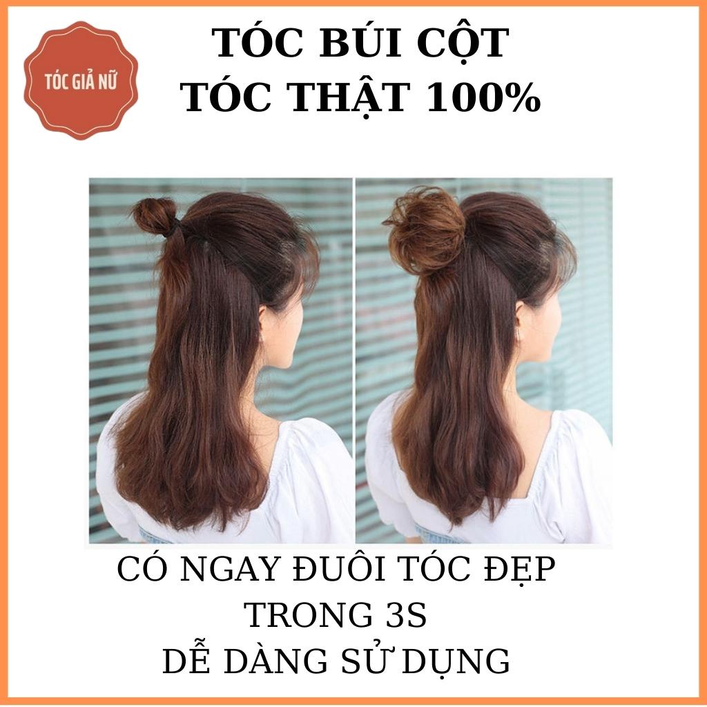 Búi tóc giả cột rối mini - dệt tóc thật 100%- Búi mini tóc thật.
