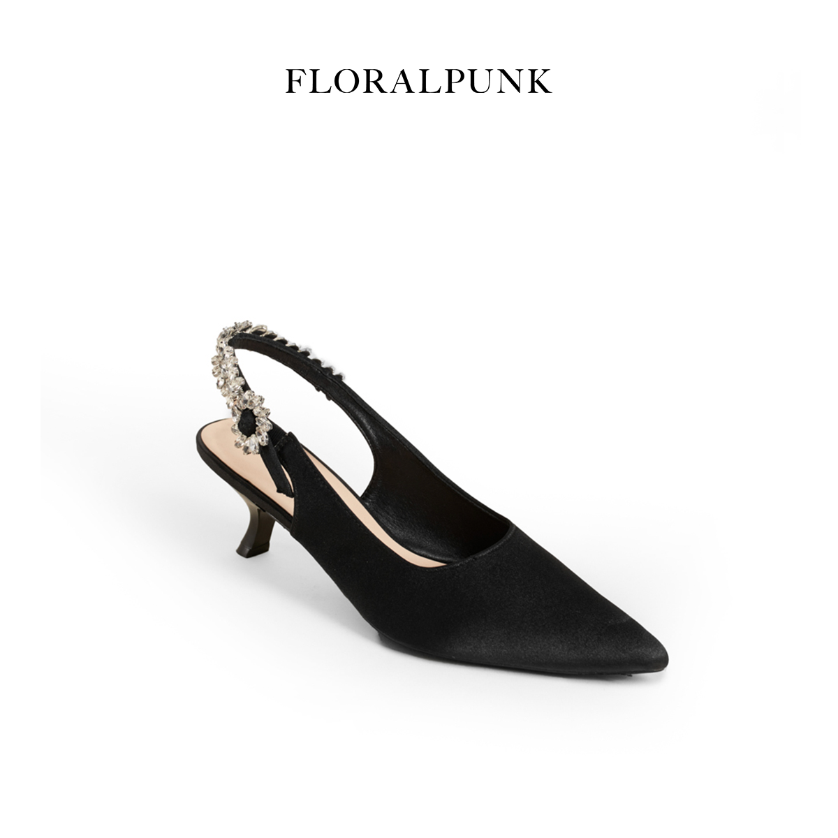 Giày Cao Gót Floralpunk Crystal Slingback Heels 5Cm
