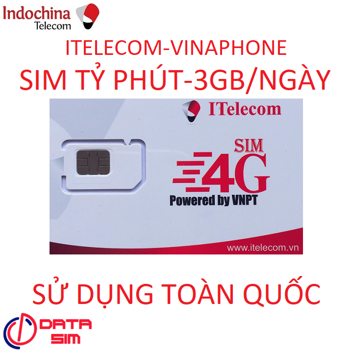 FREESHIP - CHƯA KÍCH HOẠT. Sim 4G 90GB itelecom gọi vinaphone miễn phí