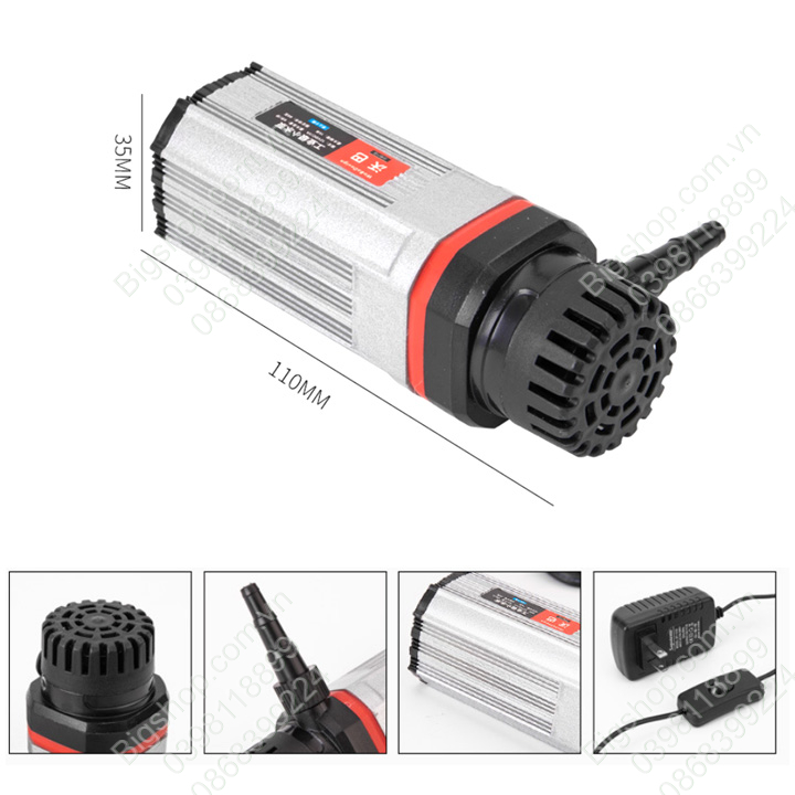 Máy bơm chìm mini 12V kèm adapter 220V/12V-3A