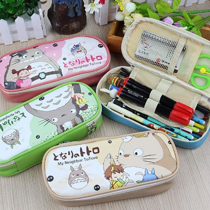 Hộp bút da PU hình Totoro và Mario
