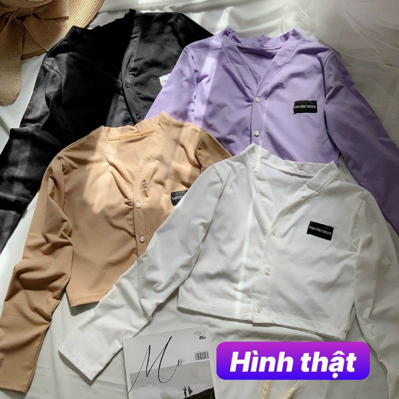 Áo Croptop Cài Nút Cổ V Xinh Xắn🌹