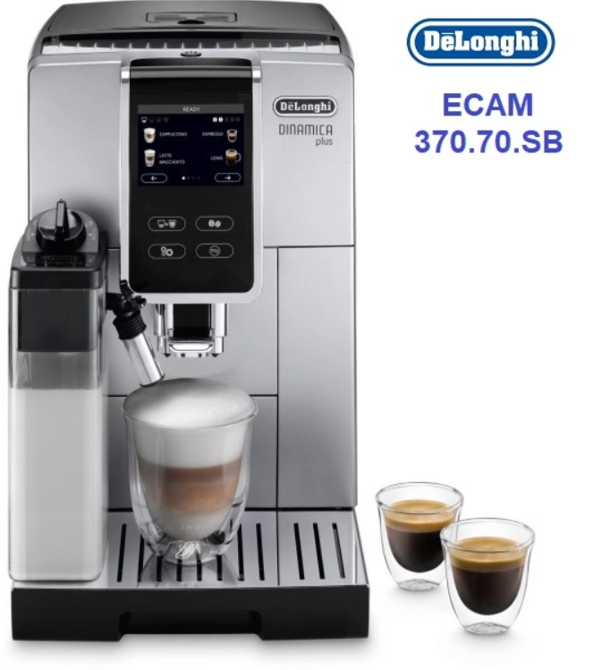 Máy pha cà phê tự động delonghi dinamica plus ecam 370.70.b, delonghi coffee maker, máy pha cafe, capuccino, espresso cho văn phòng, máy pha cà phê gia đình, áp suất 19 bar, 2 vòi pha, tự vệ sinh, nhập khẩu italy, bảo hành 12 tháng