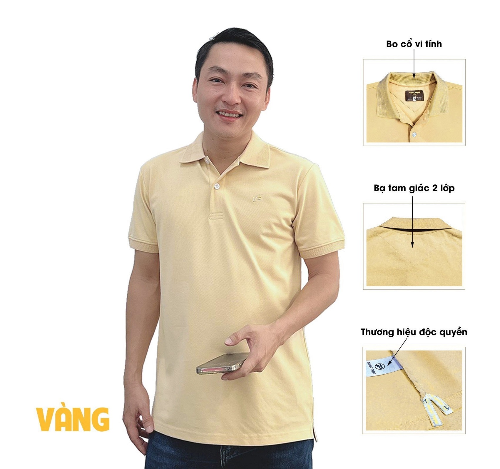 P02 - Áo Polo Phước Thịnh Màu Vàng
