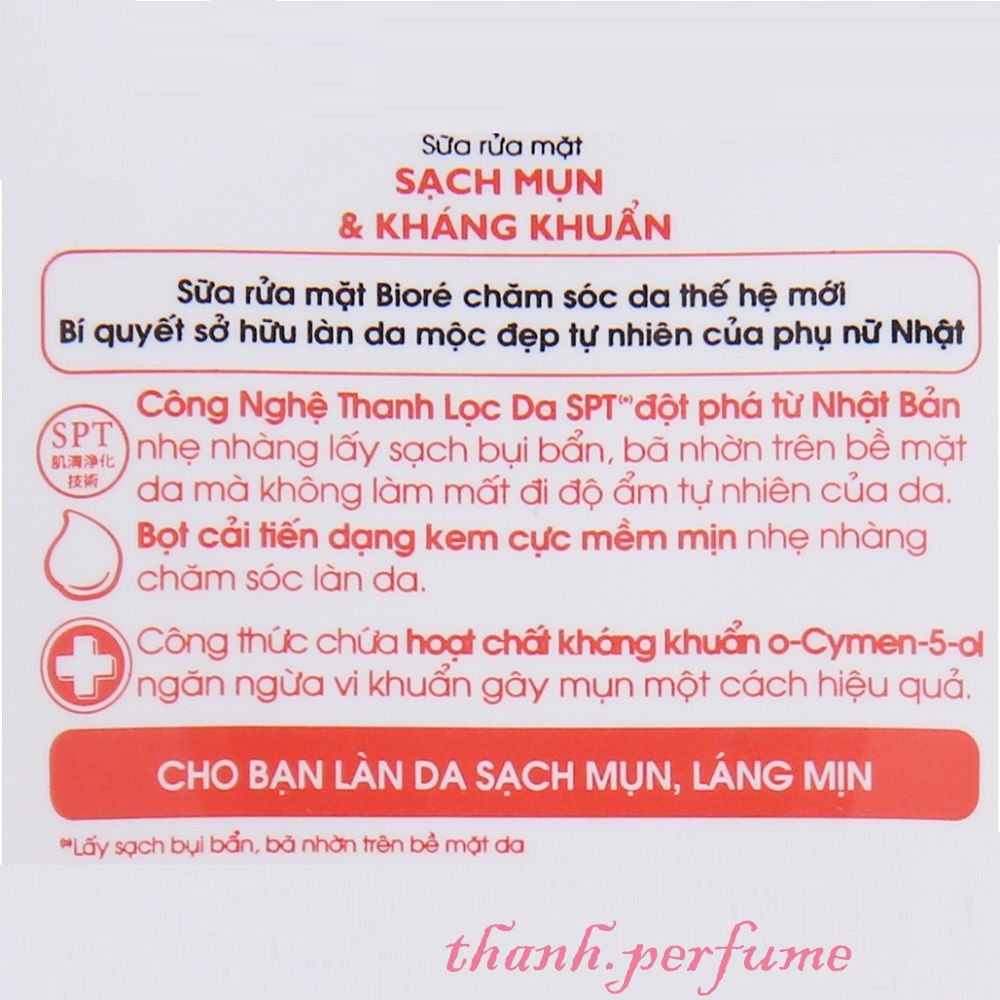 Sữa Rửa Mặt 100G Biore Sạch Mụn & Kháng Khuẩn