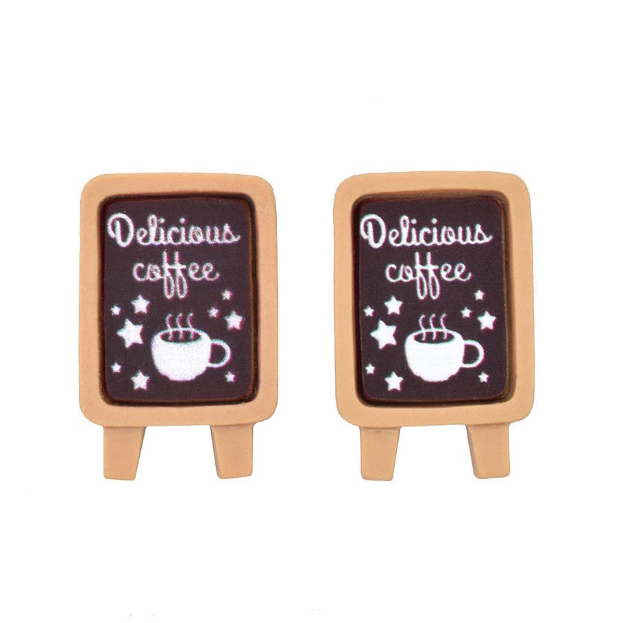 Charm (C217) slime/ Dụng Cụ Charm Trang Trí [Ko Keo & Nút] Hình Bảng Hiệu & Hạt Cà Phê (1.3x1.6 cm)