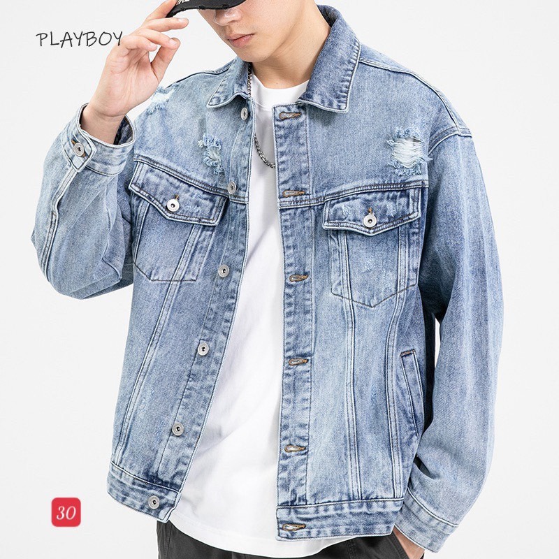 HOÀN TIỀN 15% -  Áo khoác jean nam họa tiết cao cấp- Áo khoác jean nam xịn xò phong cách Hàn Quốc- Chất liệu thoáng mát bền đẹp năng động thiết kế trẻ trungdễ phối đồkhông nhăn không xùkhông phai màu  (Full tem mac) DIỄM NHI SHOP AZQ045