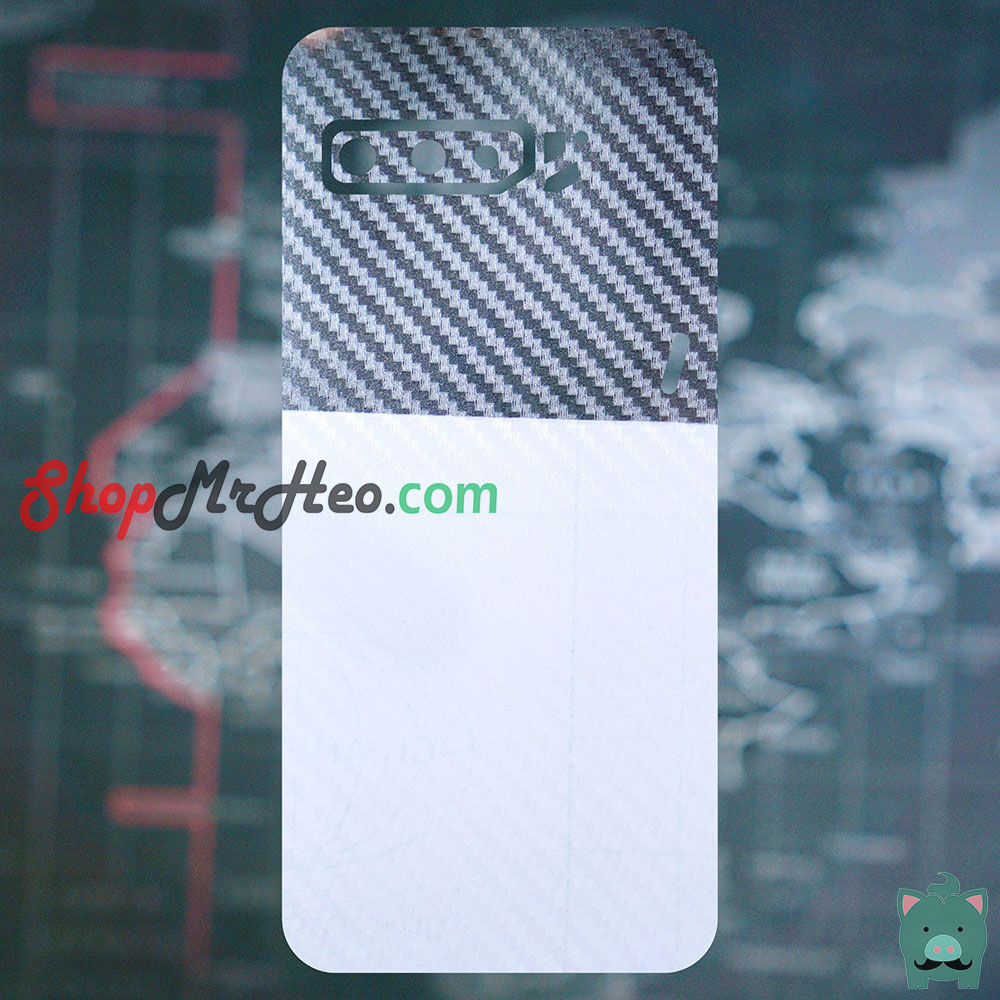 Skin Dán Mặt Sau Lưng Vân 3D ASUS ROG Phone 3 - ROG Phone 5 (Carbon, Hình hộp, Nhám, Vân Da)