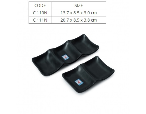 Chén Chấm Hai ,Ba Ngăn Nhựa Melamine Đen Nhám