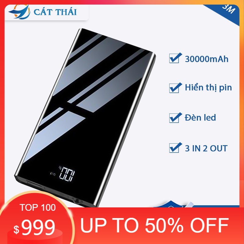 [sdp] Pin Sạc Dự Phòng 30000mAh 3M mini nhỏ gọn tiện nghi cầm theo sạc nhanh thích hợp dùng iPhone XiaoMi - YenDuongShop ktyu6786
