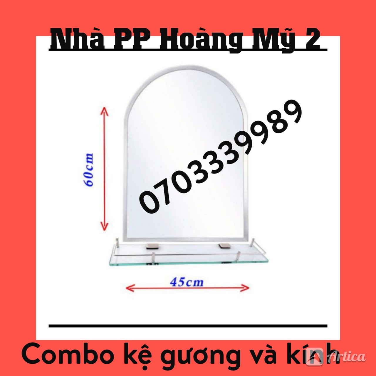 Combo bộ gương và kệ kính phòng tắm kính cường lực