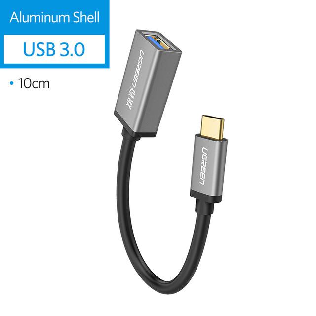 Cáp OTG Type C 3.1 sang USB 3.0 dành cho Phone, PC, Mac dài 10cm Ugreen