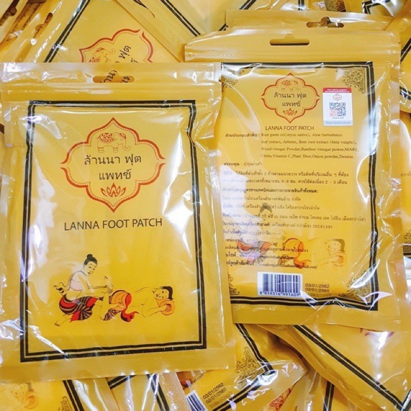 Túi 10 miếng dán thải độc chân Lanna Foot Patch Thái Lan