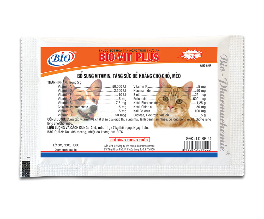 Gói Vitamin cho chó mèo Bio Vit Plus gói 5g