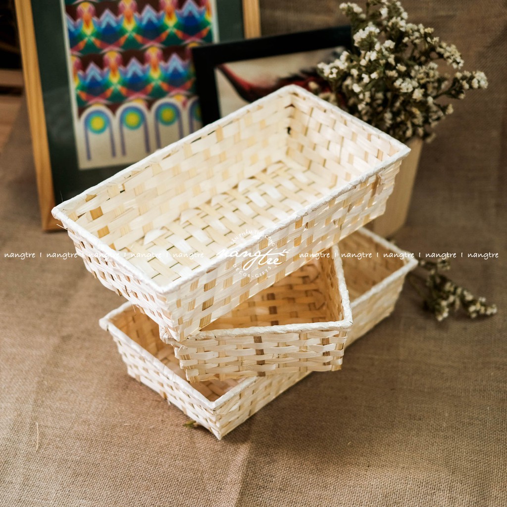 [HCM]Khay tre đan gói quà Khay tre chữ nhật ( 36x20x9cm)