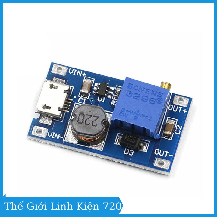 Bo mạch tăng áp Boost DC - DC 2A 2-24V MT3608