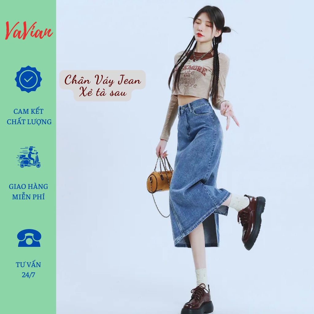 Chân váy bò xẻ chéo dáng dài, chân váy jeans bút chì mẫu mới nhất | Shopee  Việt Nam