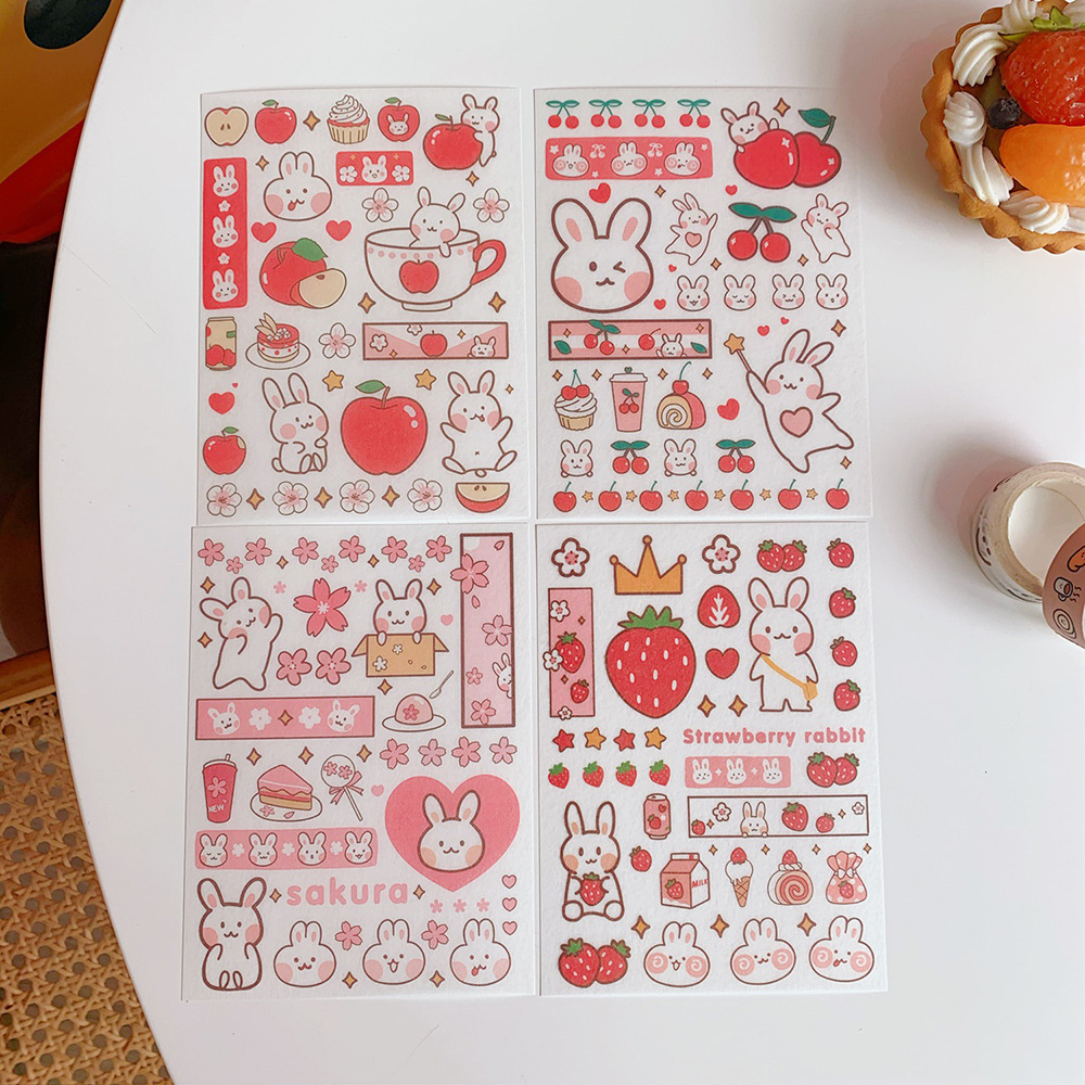 [HCM][Có sẵn] Set sticker decal dán trang trí thỏ gấu vũ trụ 4 tấm - HD01