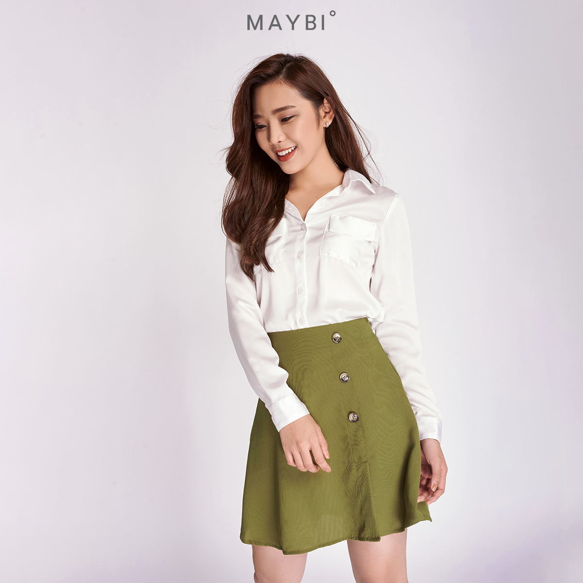 Chân váy MAYBI lụa chéo Skater A Skirt