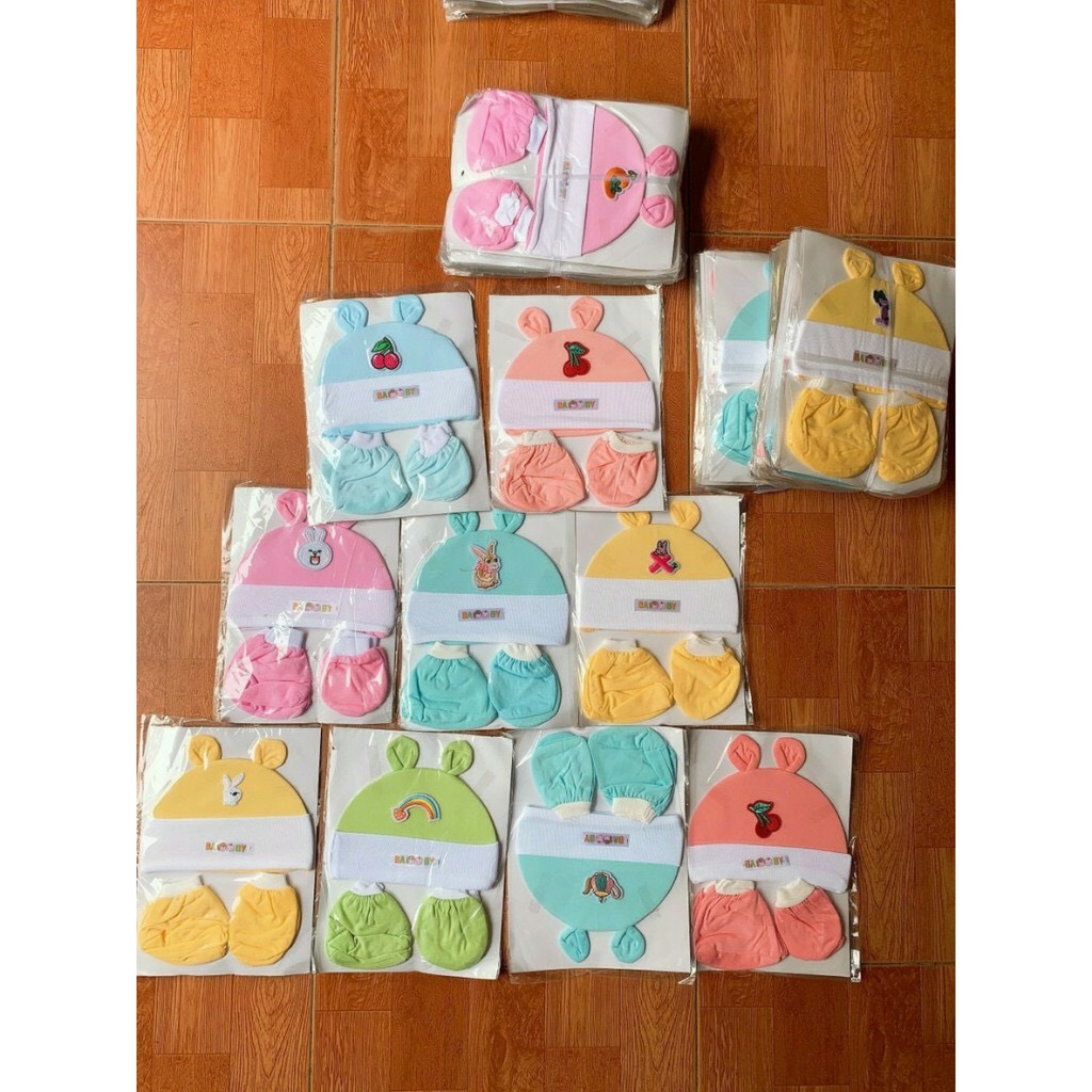 Sét bao tay + bao chân + mũ sơ sinh (nguyên set)