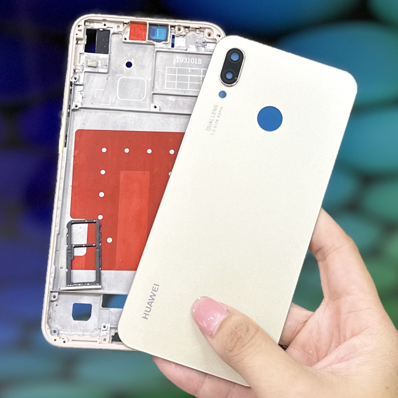 Vỏ bộ Huawei Nova 3E (lưng kính camera, khai sim , sườn , nút)