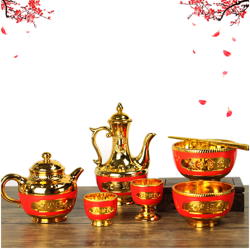 [Bán lẻ] Bình,Chum,Ly,,Chén,Đũa -  thờ cúng bàn thờ Đủ loại(Sắc Đỏ Vàng)