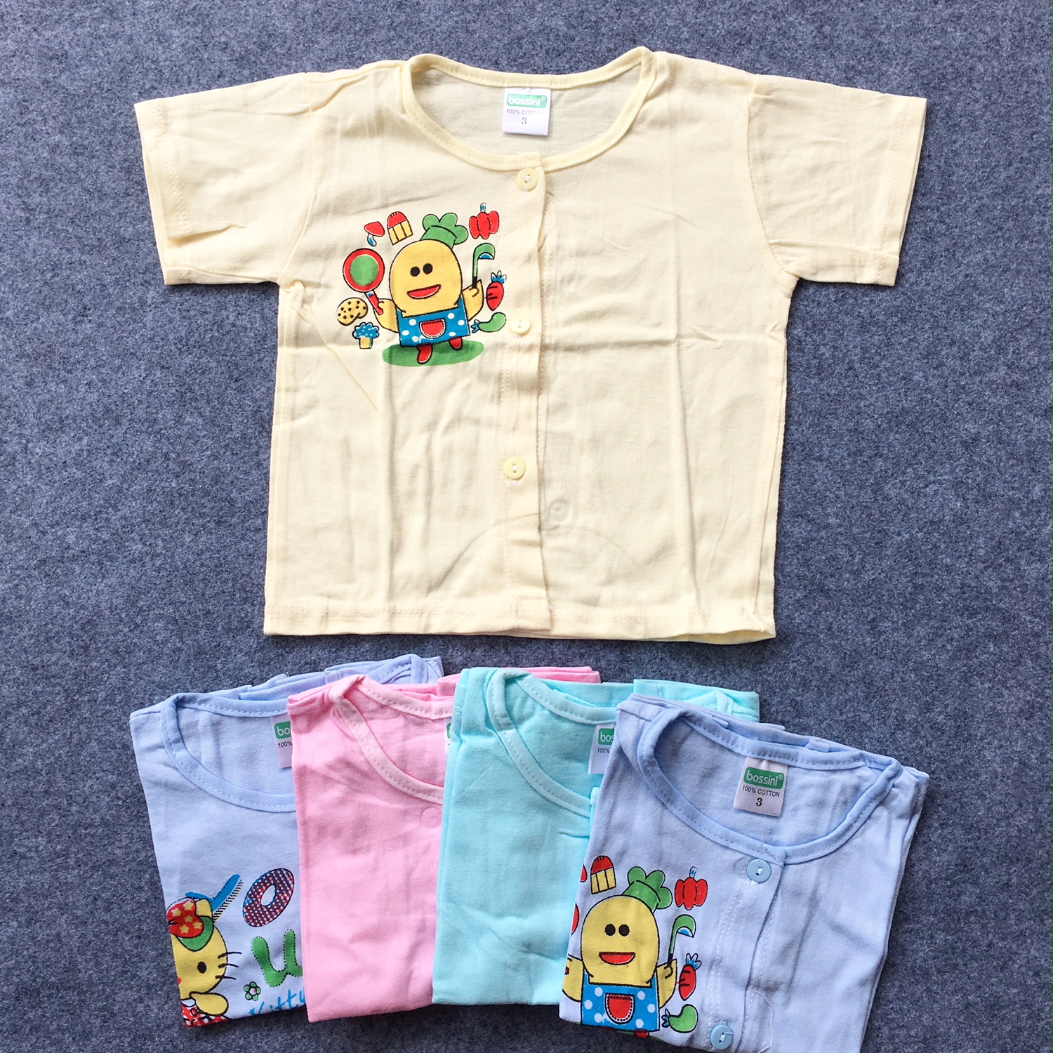 [HCM]Set 5 ÁO SƠ SINH MÀU NGẮN TAY NÚT GIỮA