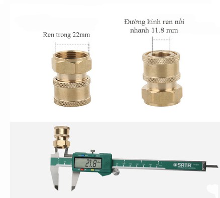 Bộ nối nhanh ren 22mm dùng cho máy rửa xe cao áp , máy rửa xe gia đình