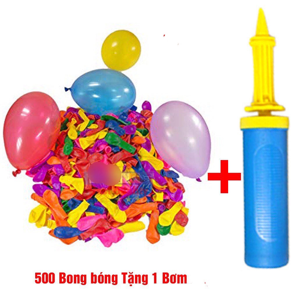 Combo 500 bong bóng nước tròn đủ màu tặng ống bơm