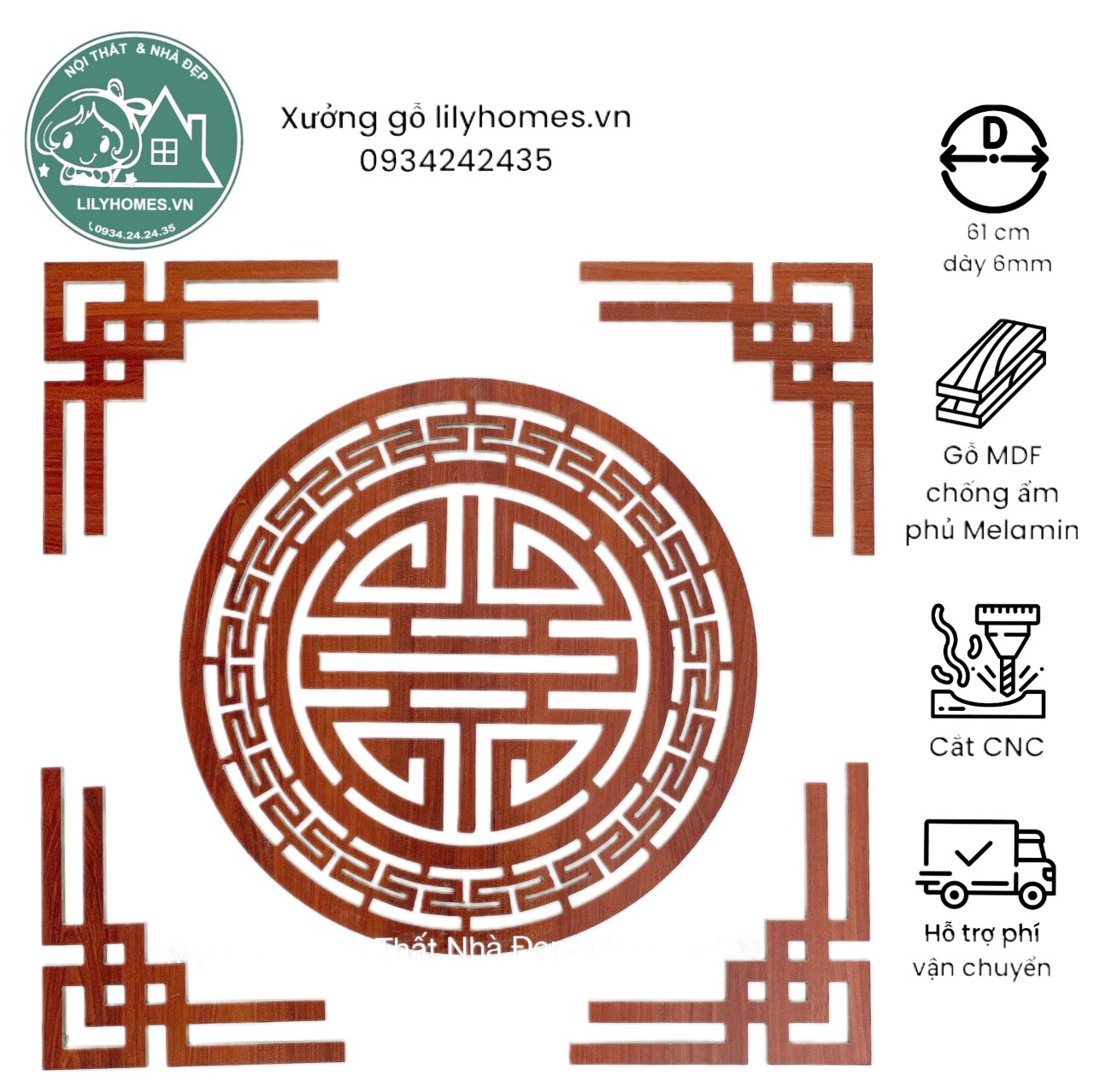 Đồ trang trí ban thờ màu Đỏ cánh gián kích thước 61cm