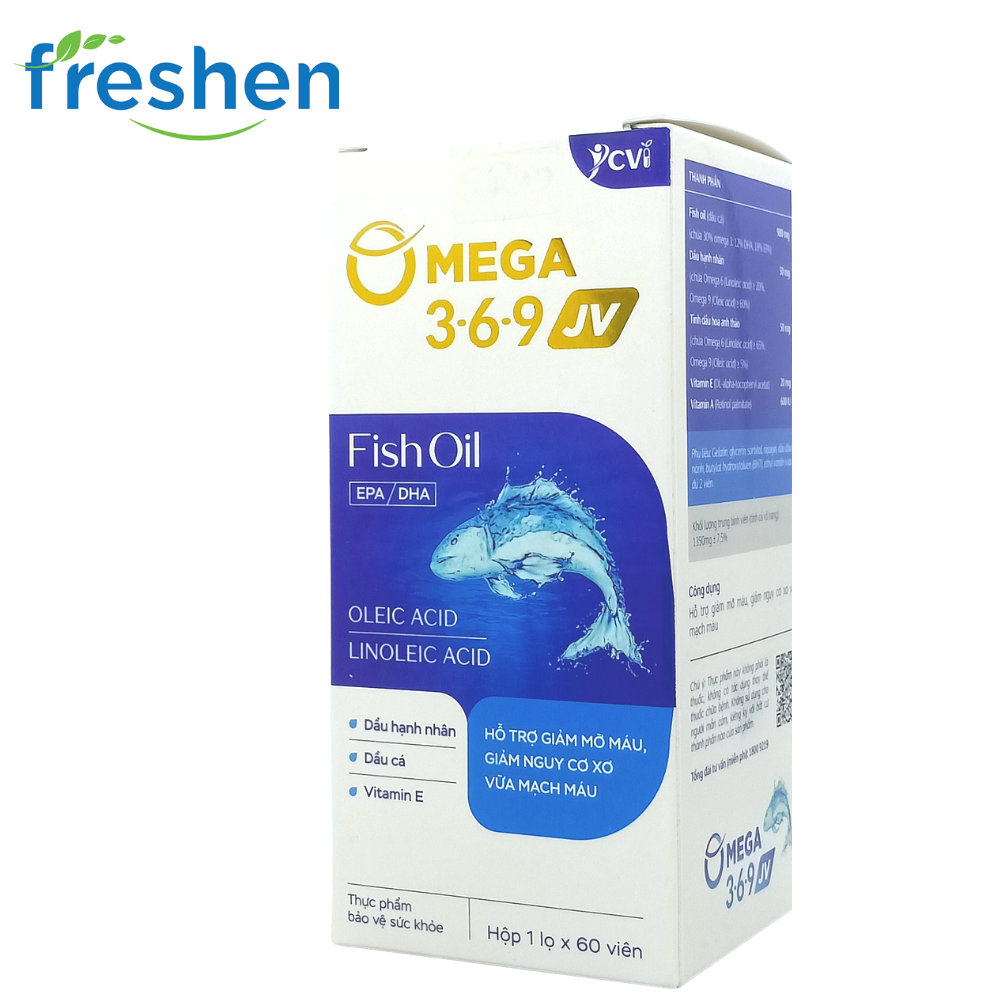 Omega 369 JV - Phòng Xơ Vữa Mạch Máu, Mỡ Máu, Dầu Cá, Dầu Hoa Anh Thảo