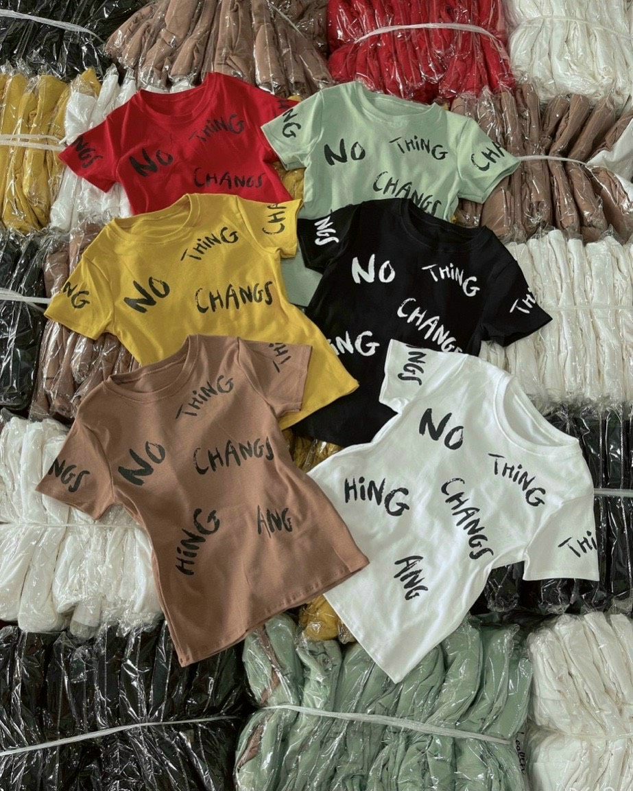 Áo thun cổ tròn body in chữ nothingchange dễ phối đồ ttsla0538