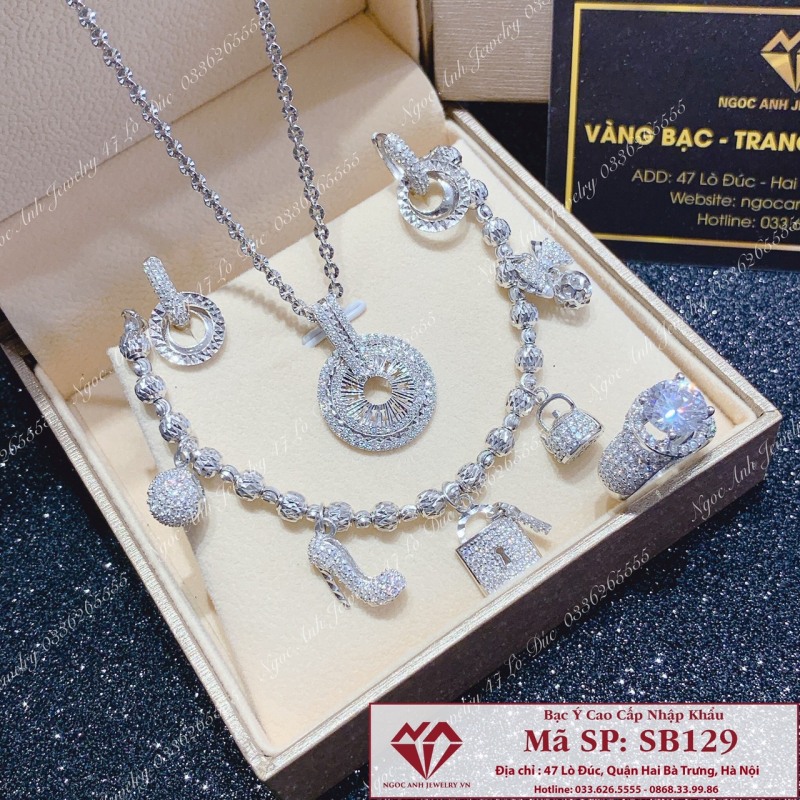 Bộ trang sức họa tiết thời trang chạm đá tinh xảo phong cách thời thượng, sang trọng Trang Sức Myka shop B4180740 - làm quà tặng bất ngờ vô cùng ý nghĩa