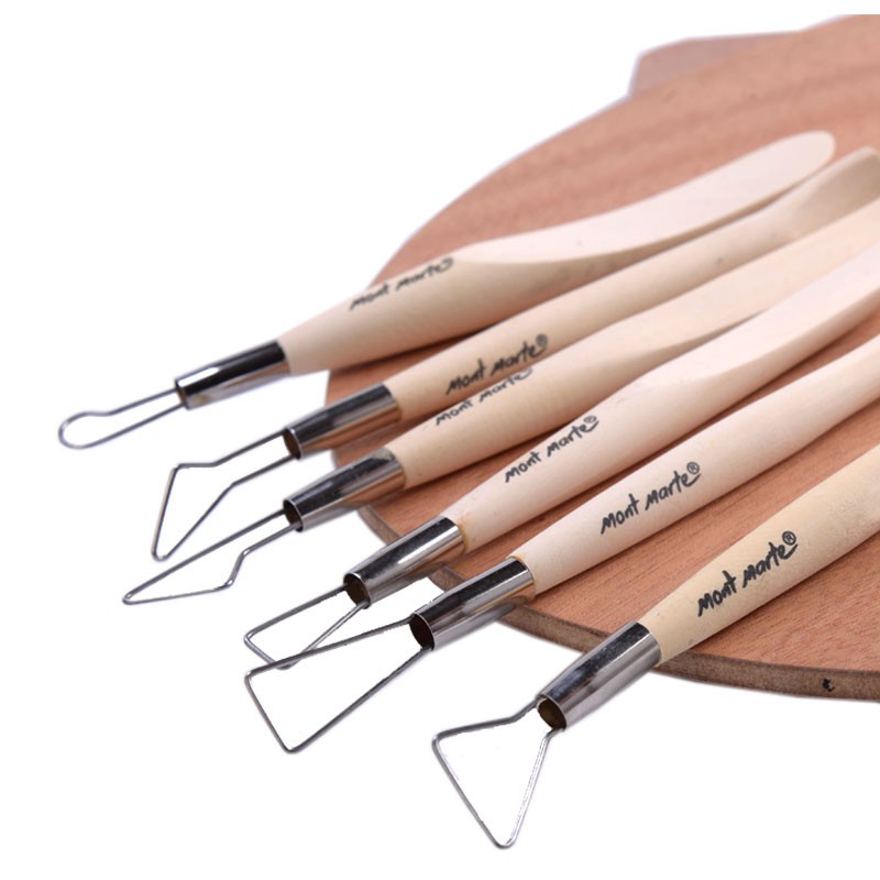 [Giao Hỏa Tốc] Bộ Dụng Cụ 6 Món Làm Đất Sét Mont Marte - Single End Tools 6pc - MMSP0004