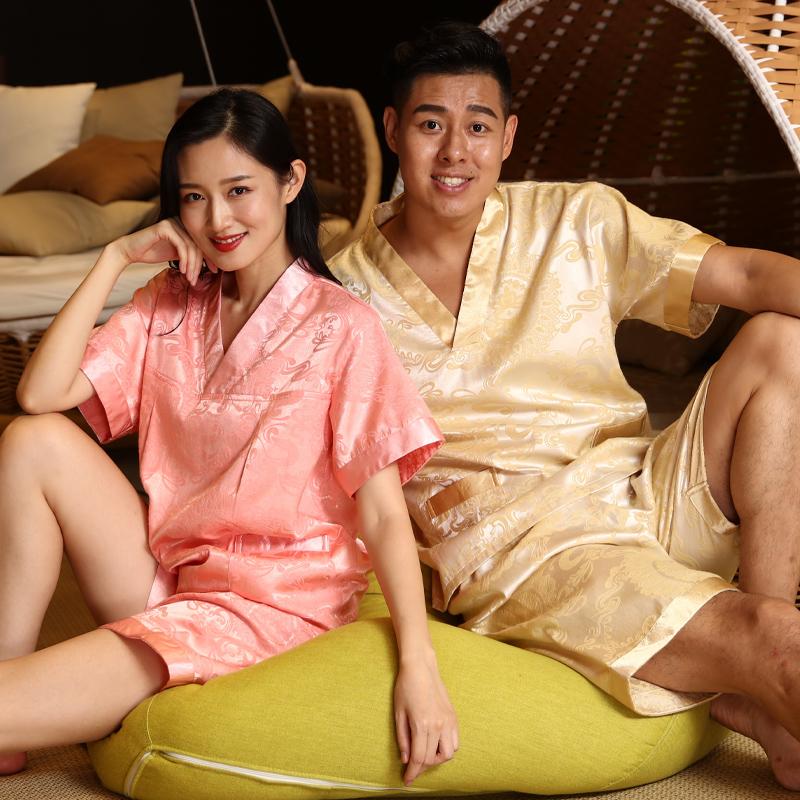 Quần Áo Hấp Khô Mẫu Nữ Mẫu Giành Cho Nam Bông Polyester Áo Tắm Xông Hơi Massage Chân Quần Áo Tắm Mẫu Mới Kiểu Tình Nhân Quần Áo Tắm Nữ