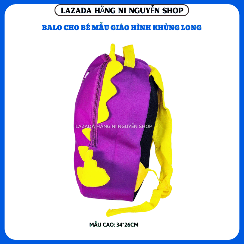 Balo khủng long màu tím cho bé