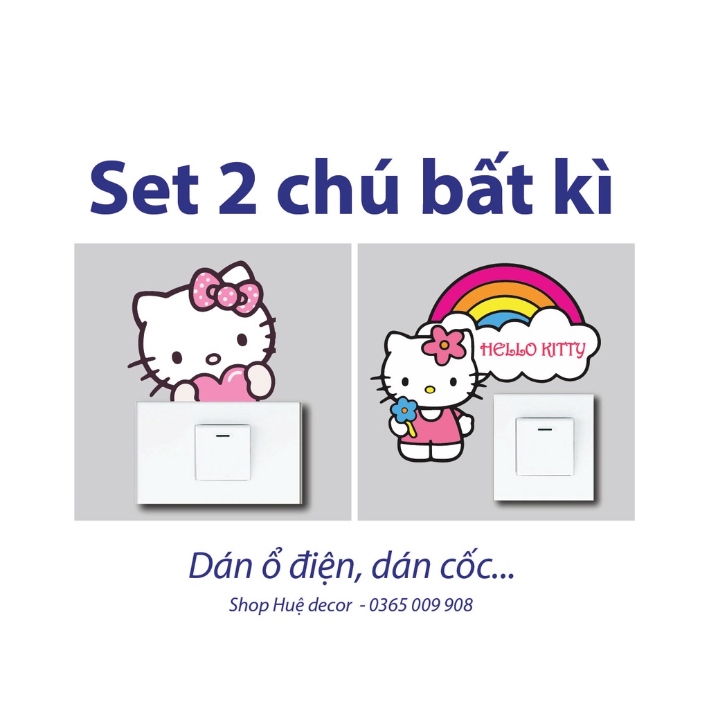 Decal nhãn dán ổ điện , sticker trang trí Hello kitty dễ thương