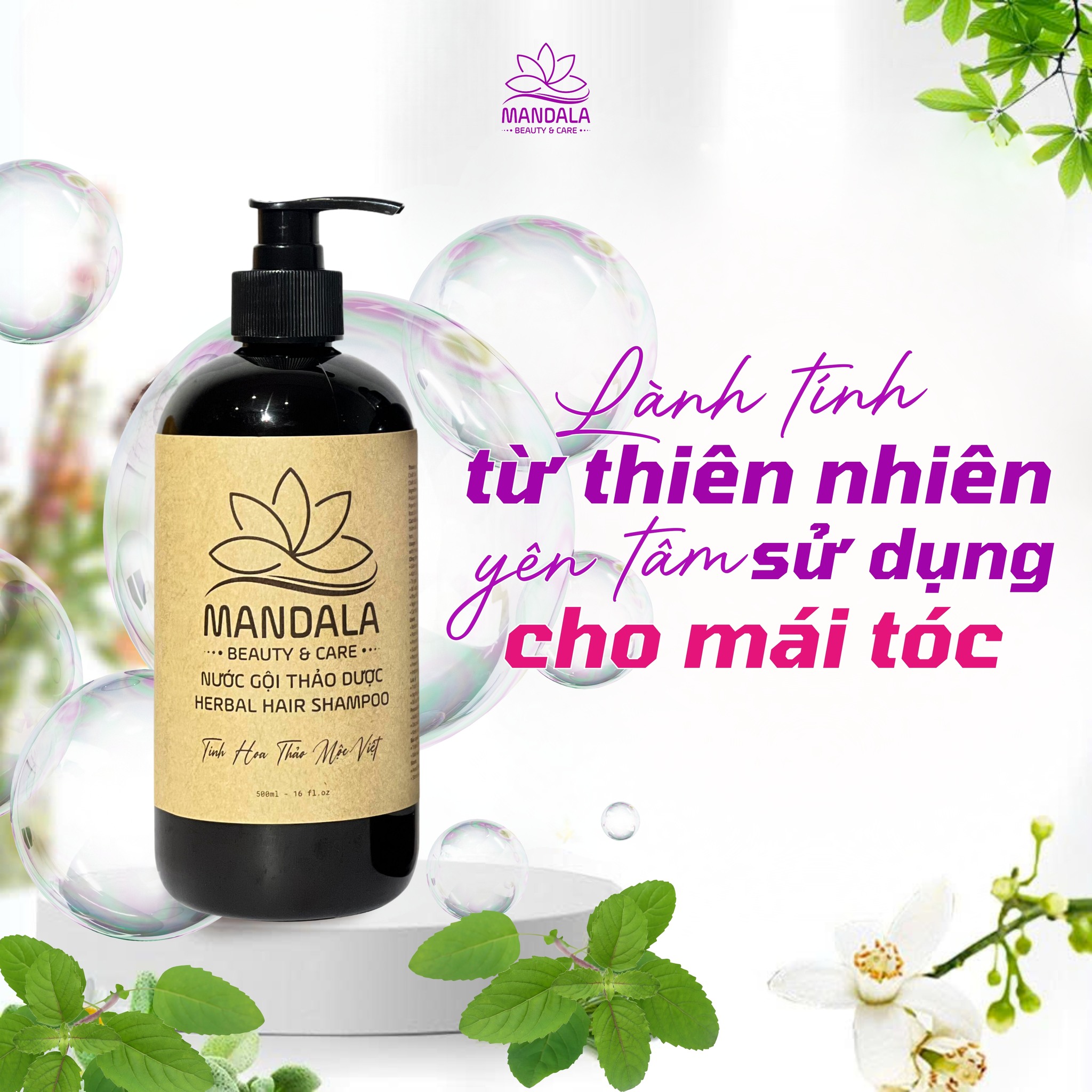 Nước Gội Thảo Dược Mandala Chăm Sóc Tóc, Mượt Tóc  Kích Thích Mọc Tóc Dày Bồng
