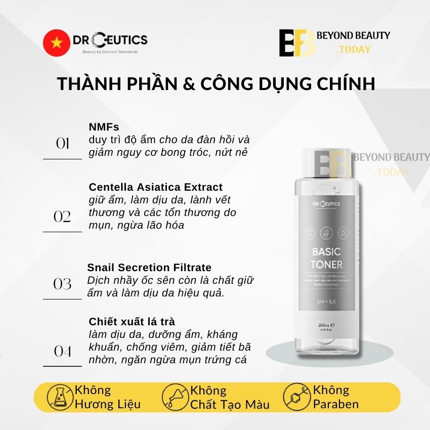 Dung Dịch Cân Bằng Da Basic Toner DrCeutics - Cấp Ẩm, Cân Bằng pH Cho Da Dầu Mụn | Beyond Beauty