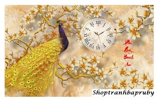 Tranh đính đá Phú Quý Bình An (đồng hồ) kích thước nhỏ ✅80×52 cm -️ VS253