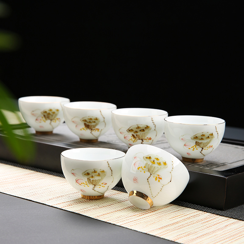 Bộ chén sứ Cảnh Đức vẽ tay thủ công (Bộ 06 chiếc kèm hộp quà)